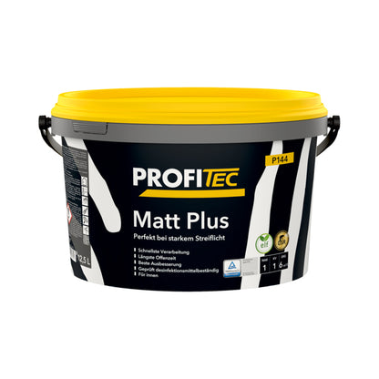 PROFITEC Matt Plus P144 interior wall paint in black bucket with yellow lid, 12.5 L