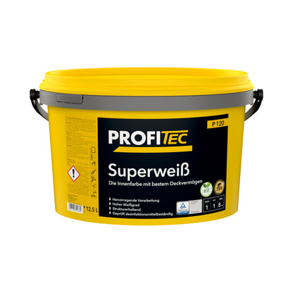 PROFITEC Superweiss P120 interior wall paint in yellow 12.5 L bucket